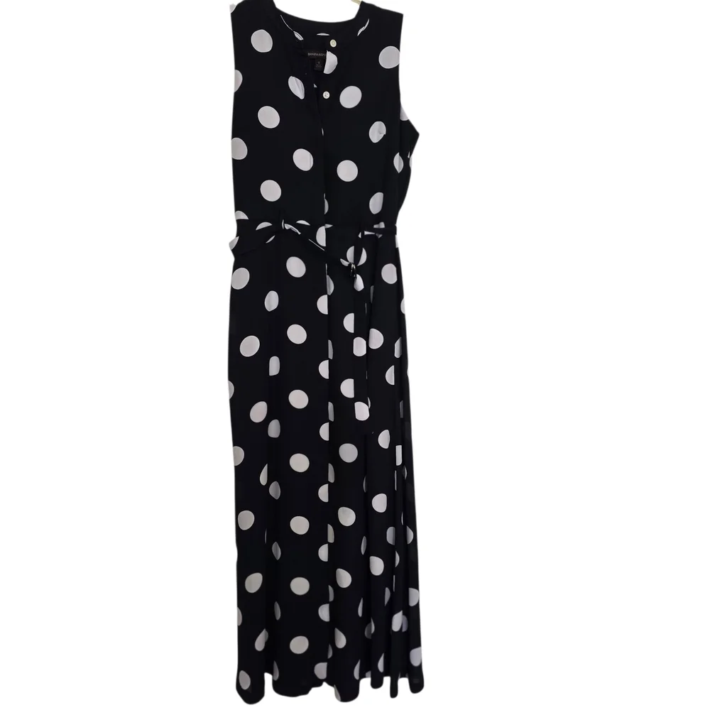 Banana Republic Navy Blue and White Polka Dot Sleeveless Maxi Dress - Picture 1 of 3